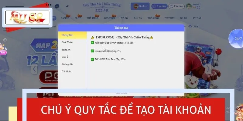 Chú ý nhiều quy tắc để tạo tài khoản suôn sẻ
